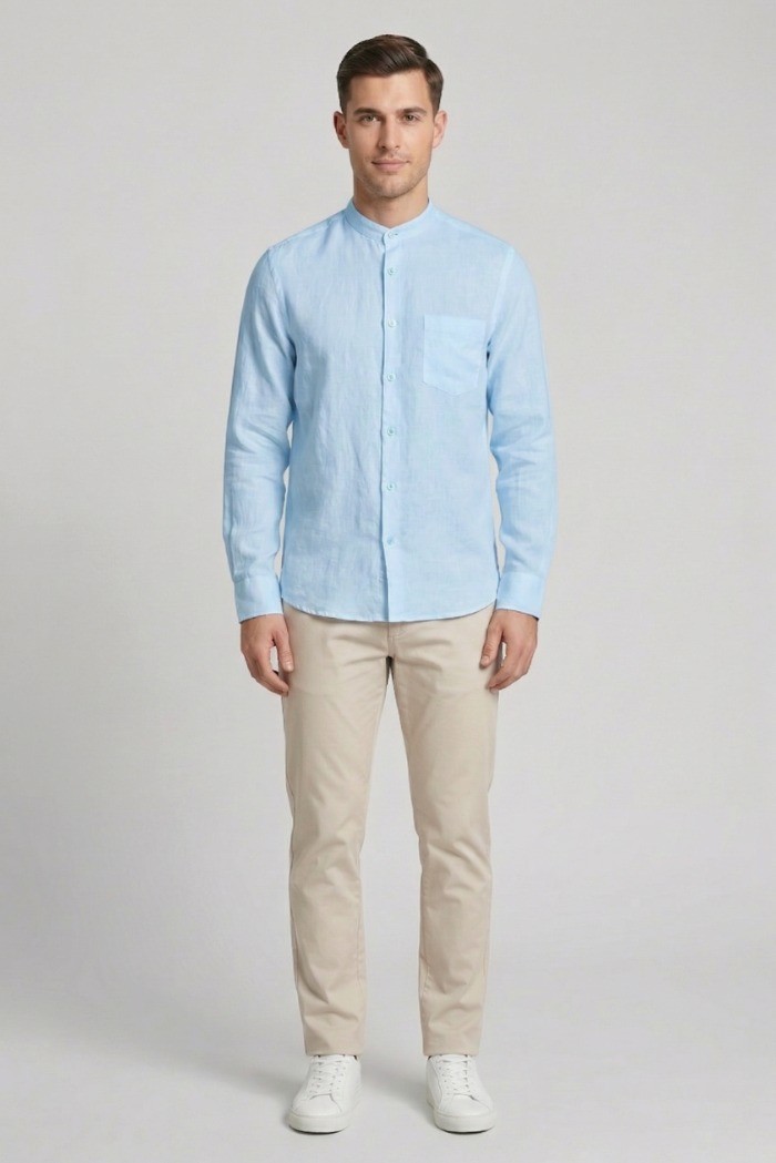 Urban Ring camicia coreana in misto lino e cotone UR1130002 [44d57bb5]