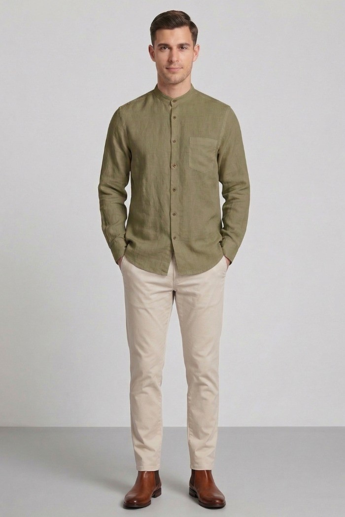 Urban Ring camicia coreana in misto lino e cotone UR1130002 [b6ffd985]
