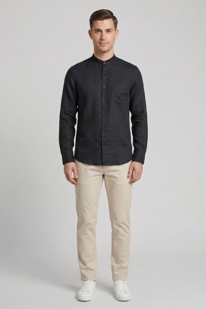 Urban Ring camicia coreana in misto lino e cotone UR1130002 [fc9b09ec]