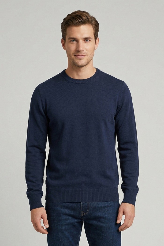Nerovago maglia girocollo in cotone con toppe 660081-NV [36d7f49b]