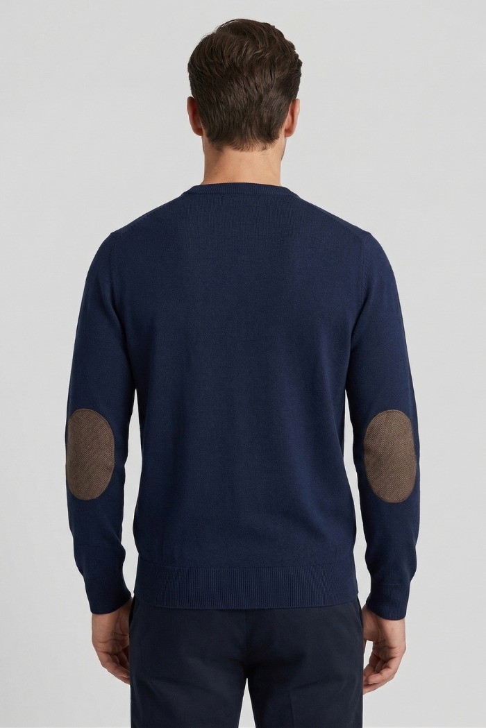 Nerovago maglia girocollo in cotone con toppe 660081-NV [eff1b796]