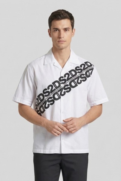 Drop Season 2 camicia collo bowling con stampa logo SS26260 [fdcd0cab]