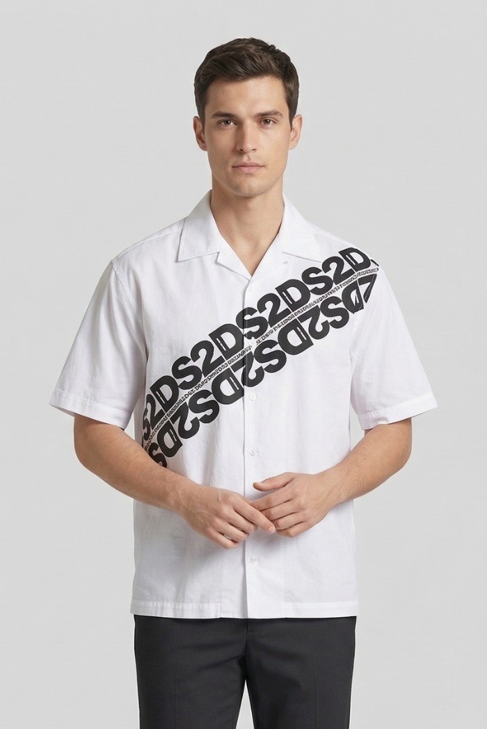 Drop Season 2 camicia collo bowling con stampa logo SS26260 [fdcd0cab]