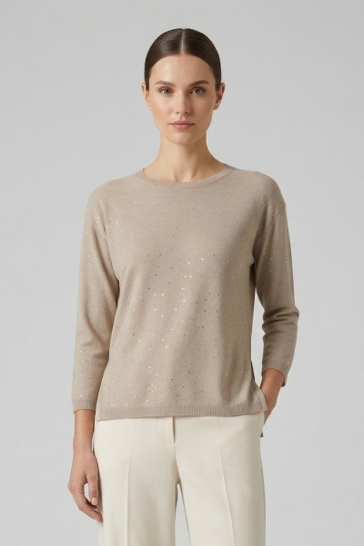 Sheis maglia girocollo in misto viscosa con micro paillettes DS6320 — 805219040078927_1