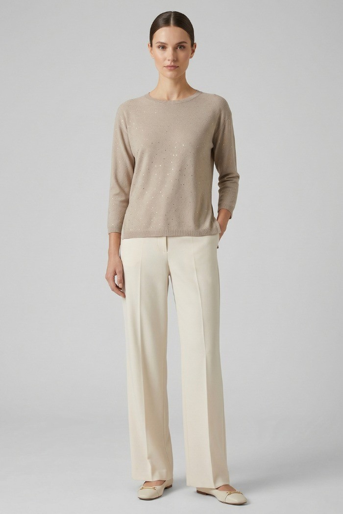 Sheis maglia girocollo in misto viscosa con micro paillettes DS6320 [c5f4c503]