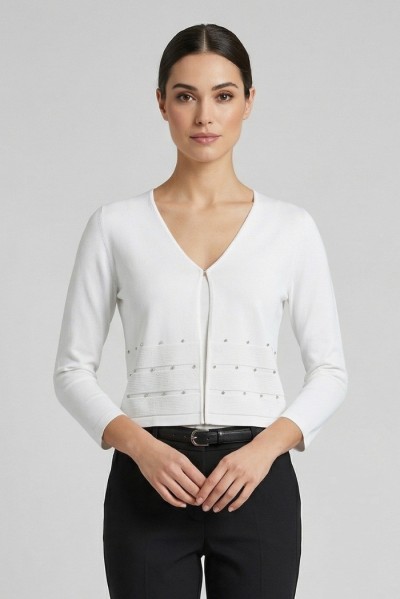 Sheis cardigan in misto viscosa con applicazioni DS6176 [36560ae5]