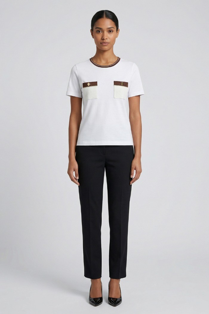Sheis t-shirt in piquet con applicazioni DT6012 [2060a0f7]