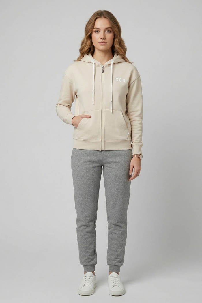 Icon felpa cappuccio in cotone stretch con mini logo IDF002 [740c5112]