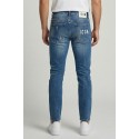 Icon jeans slim fit in denim con mini logo Rhode Island IUD010 [c923ef39]
