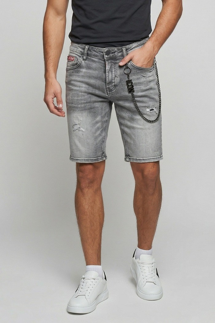 Icon bermuda in denim con stampa logo Rhode Island IUD031 [04ffc094]
