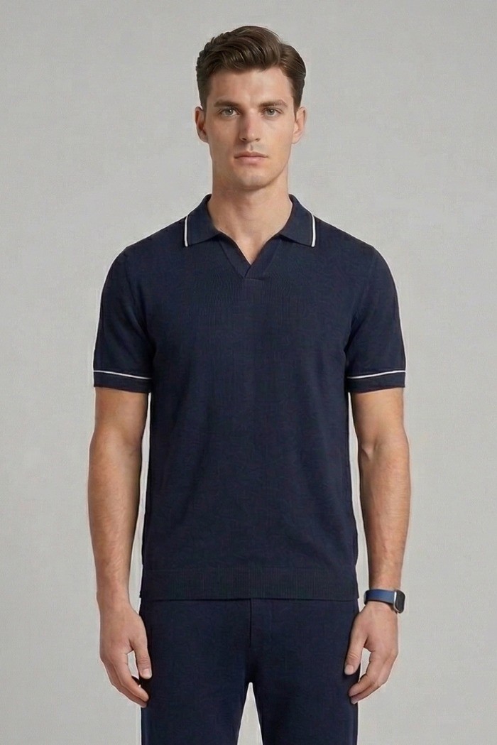 Nerovago polo maglia con collo derby e contrasti 661033-NV [4f9d7b95]