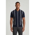 Nerovago cardigan polo a bottoni mezza manica con righe 661066-NV [3790538e]