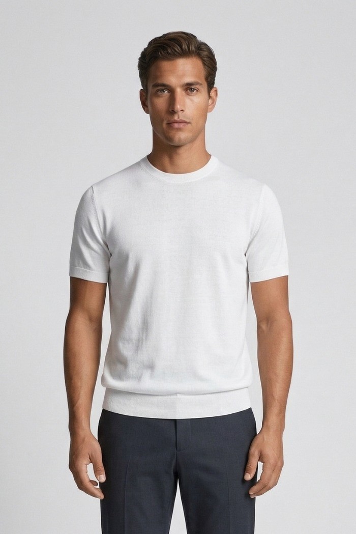 Nerovago maglia girocollo in lino e cotone 661261-NV [14e8814a]