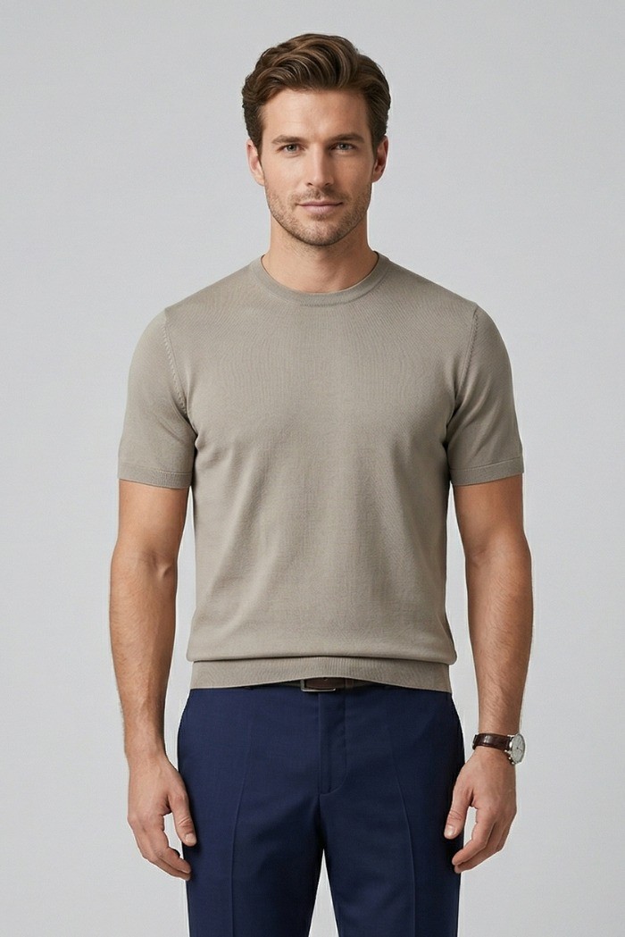 Nerovago maglia girocollo in crepe di cotone extra fine 661001-NV [010891b9]