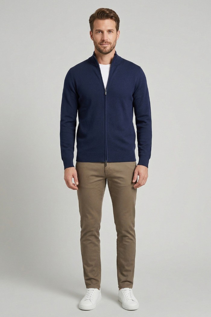 Nerovago cardigan full zip in cotone 660016-NV [f0a5ee0a]