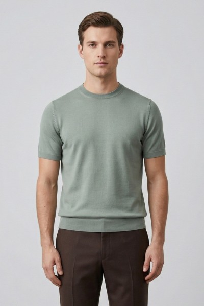 Nerovago maglia girocollo mezza manica in cotone 660101-NV [fb684346]