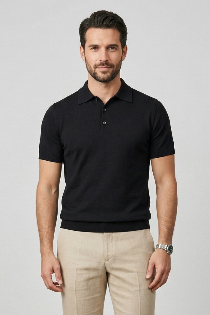 Nerovago polo maglia in cotone extra fine con bottoni 661003-NV [1fb4d973]