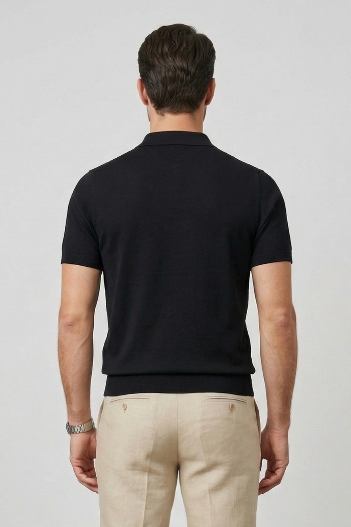 Nerovago polo maglia in cotone extra fine con bottoni 661003-NV [c6929a7e]