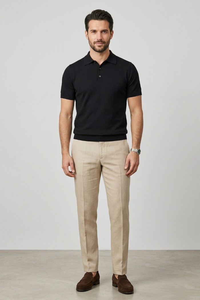 Nerovago polo maglia in cotone extra fine con bottoni 661003-NV [718f5b7a]