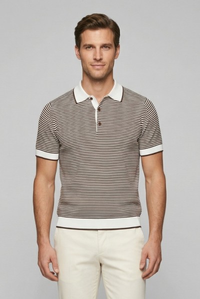 Nerovago polo maglia a righe in cotone extra fine 661053-NV — 805219040078916_1