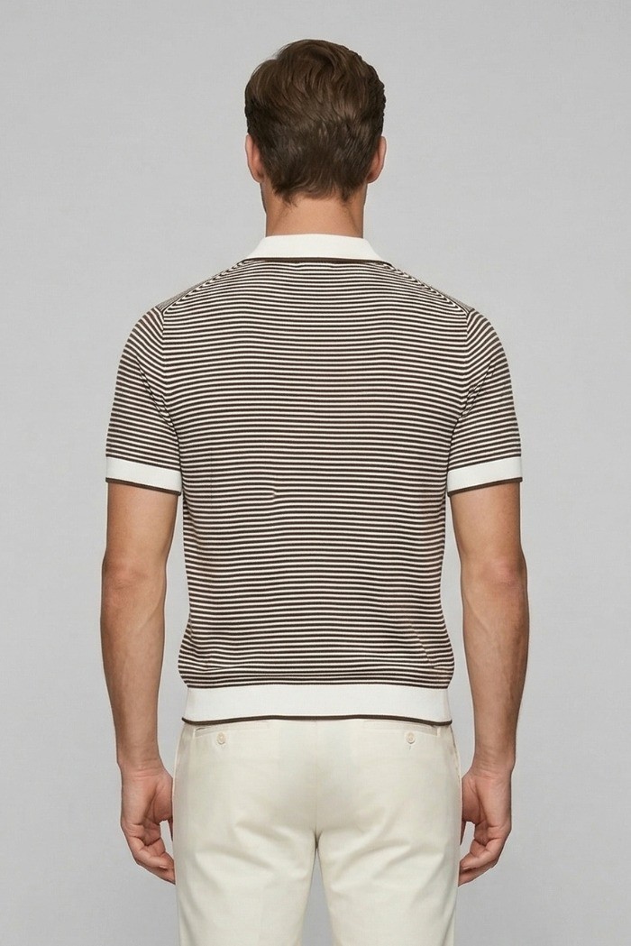 Nerovago polo maglia a righe in cotone extra fine 661053-NV [1d8a72c4]