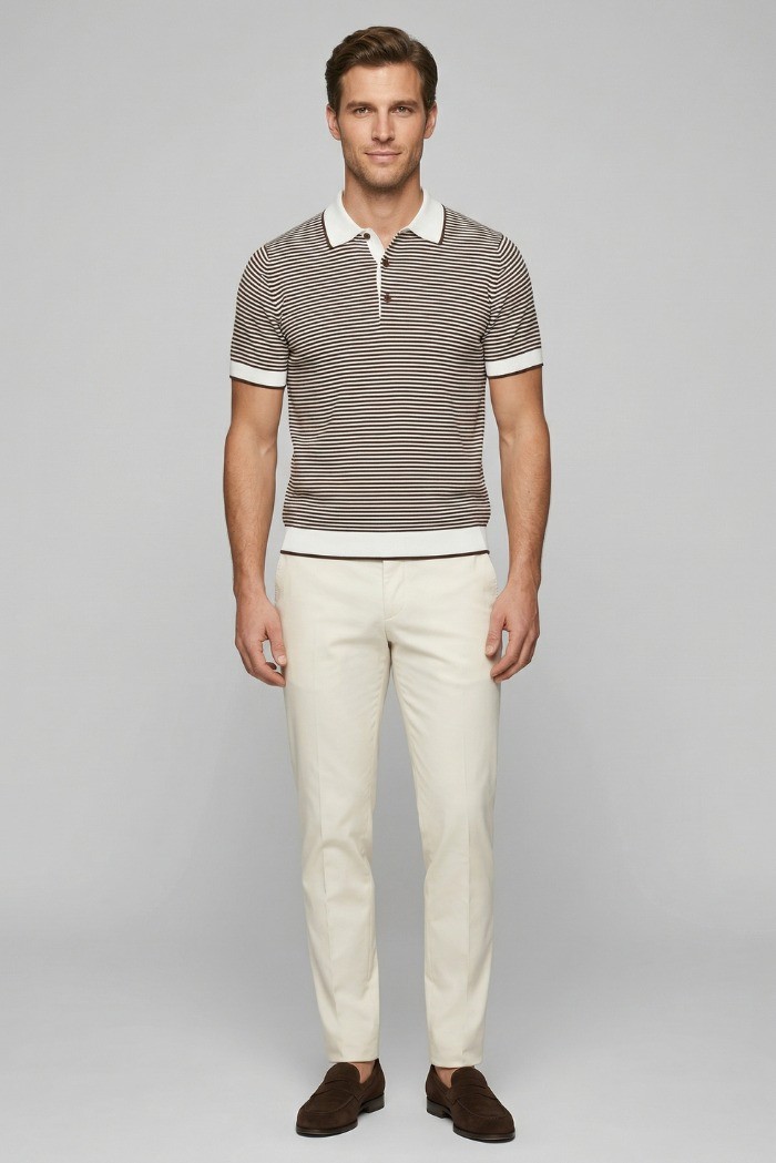Nerovago polo maglia a righe in cotone extra fine 661053-NV [aa97b3c0]