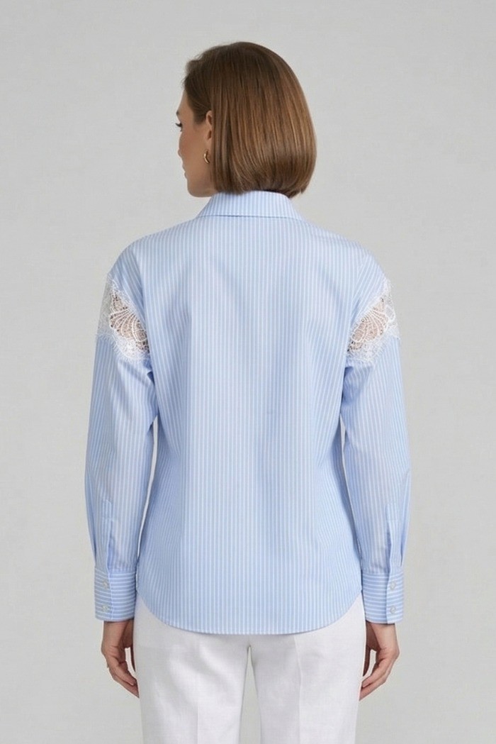 PDK camicia a righe con inserti in pizzo 056883 [5435e910]