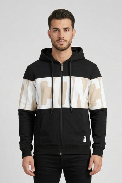 Icon felpa da uomo con logo a contrasto in cotone stretch iuf019 [7cb01b67]
