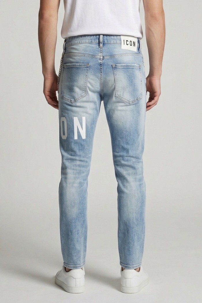 Icon jeans slim fit con logo fronte/retro Rhode Island IUD001 [616a77a1]