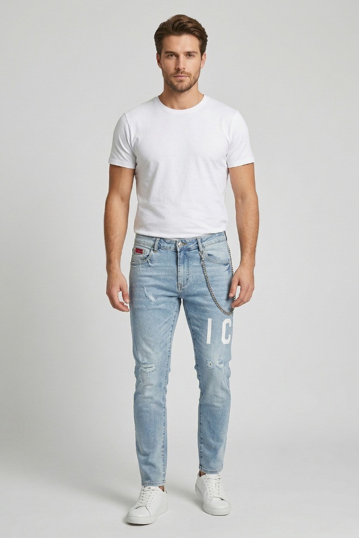 Icon jeans slim fit con logo fronte/retro Rhode Island IUD001 [d677b6a5]