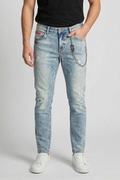 Icon jeans slim fit con maxi logo laserizzato Rhode Island IUD012 [b90b93b9]
