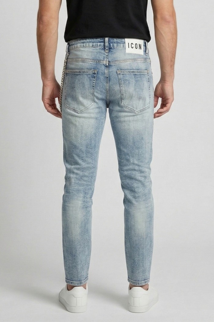 Icon jeans slim fit con maxi logo laserizzato Rhode Island IUD012 [602dd0b4]