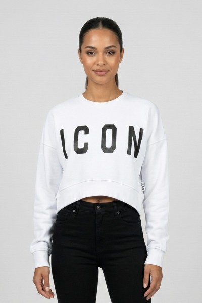 Icon felpa girocollo cropped con maxi stampa logo IDF006 [b8531c02]