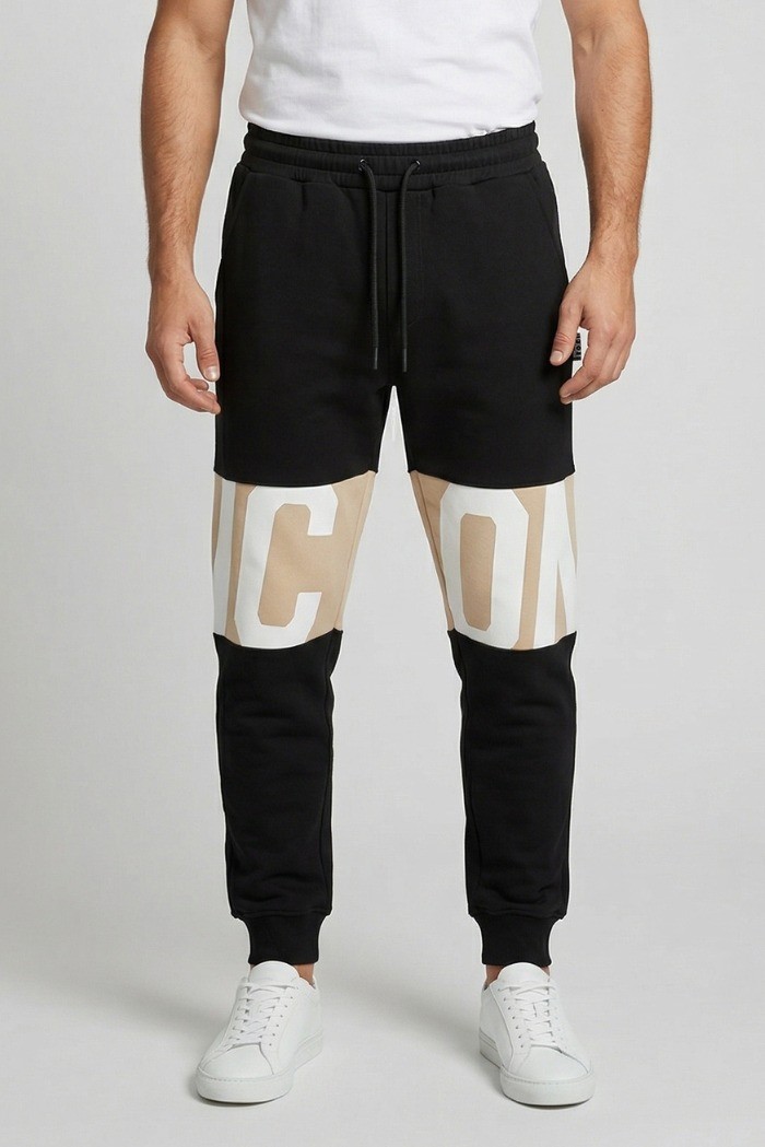 Icon jogger in cotone stretch con logo a contrasto IUP007 [04bd337c]