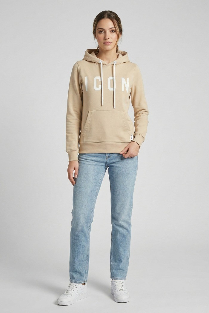 Icon felpa con maxi logo in cotone stretch IDF008 [bac201f6]