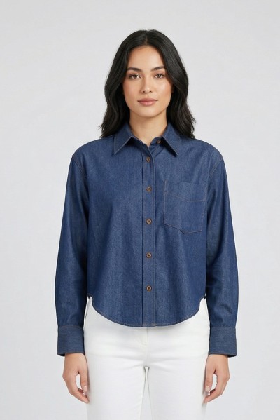 PDK camicia in tela di denim di cotone 056868 [495ba236]