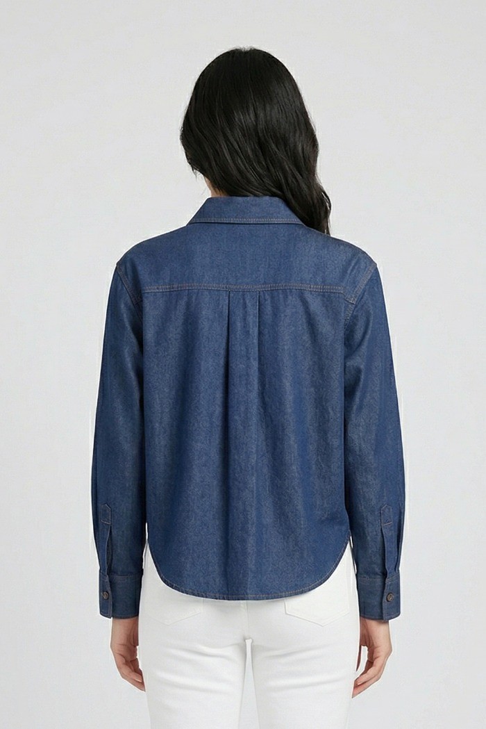 PDK camicia in tela di denim di cotone 056868 [907de13b]