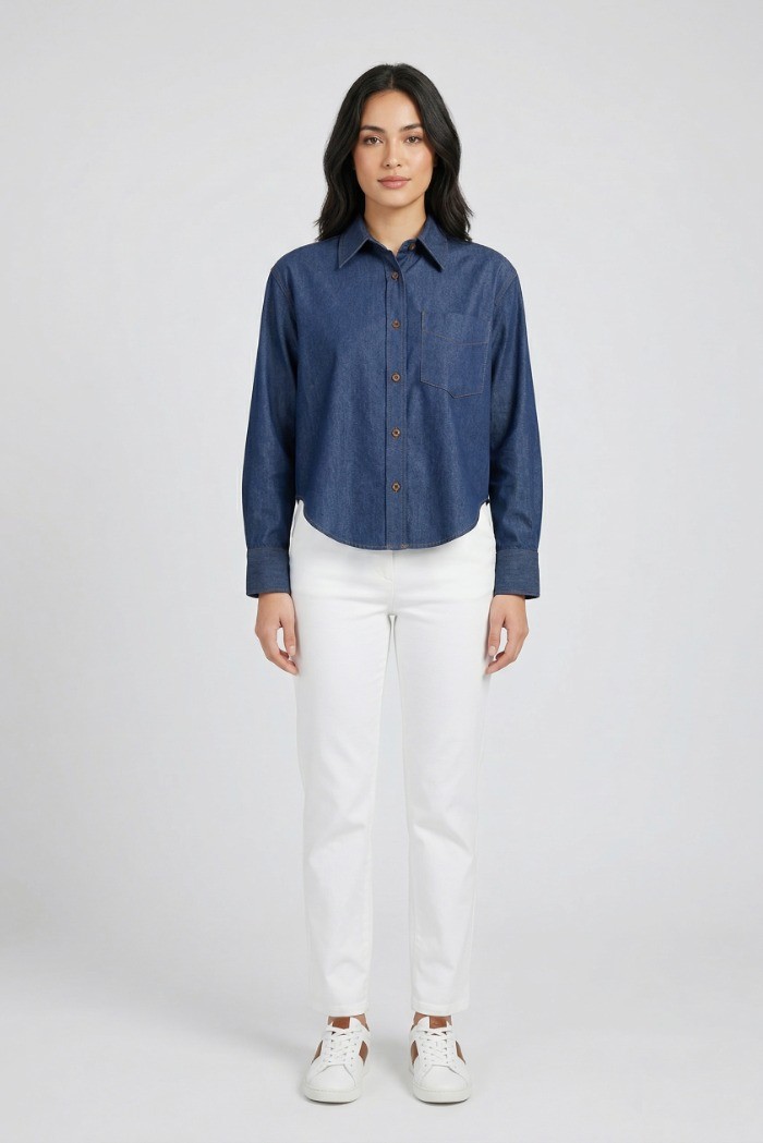 PDK camicia in tela di denim di cotone 056868 [2760203f]