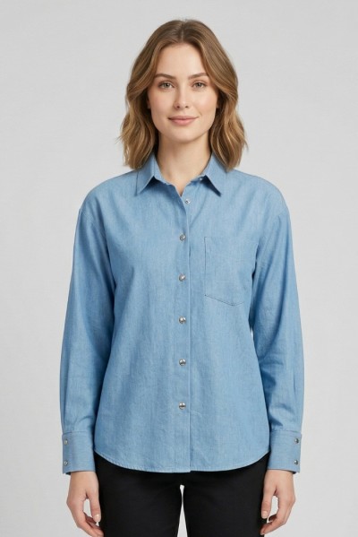 PDK camicia in tela di  denim di cotone 056977 — 805219040078820_1