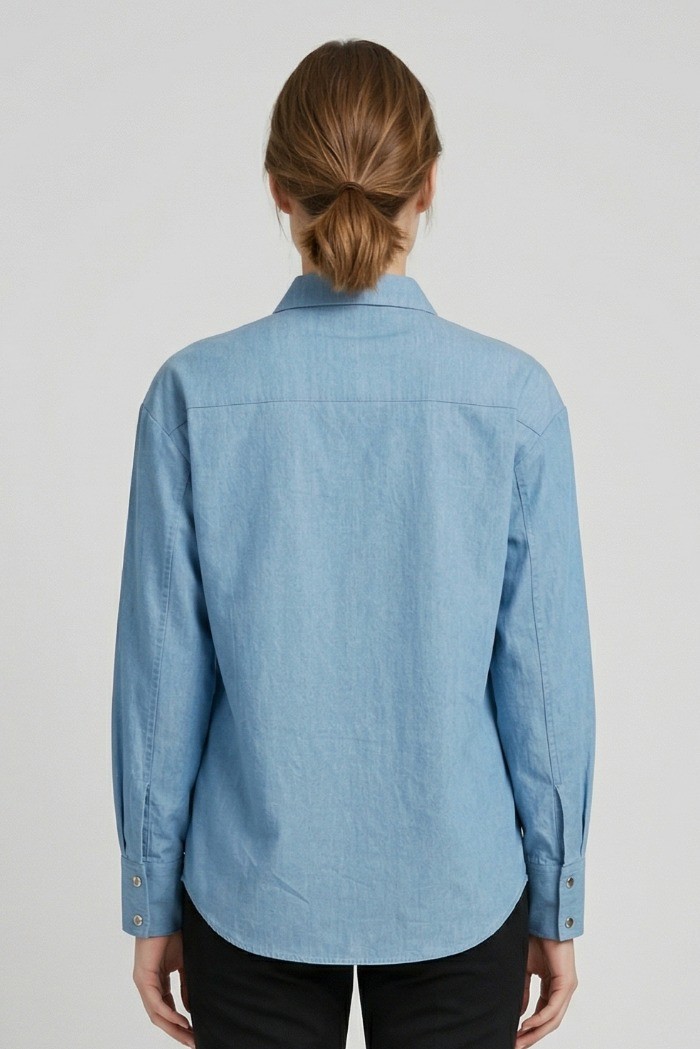 PDK camicia in tela di  denim di cotone 056977 [da8f97e4]