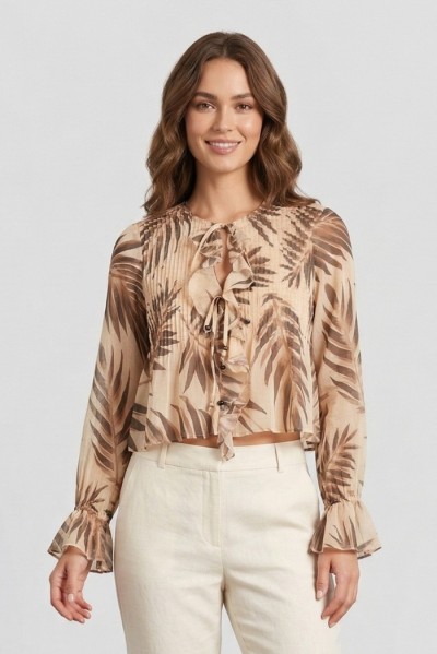 Markup blusa in mussola di cotone con rouches MW1610110 [91f55fa0]