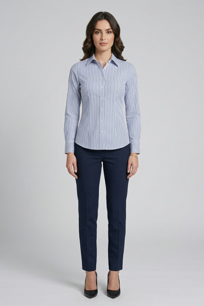 PDK camicia rigata in cotone stretch 056951 [2b11181e]