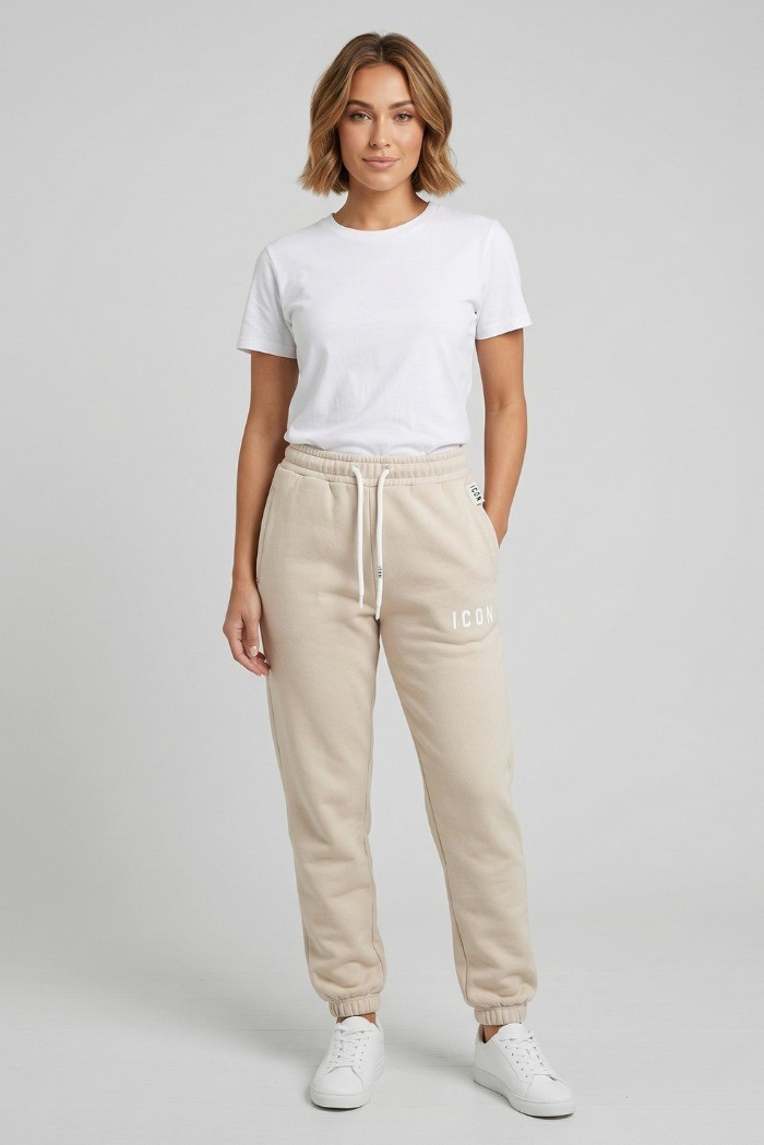 Icon jogger in cotone stretch con mini stampa logo IDP001 [fc1b293f]