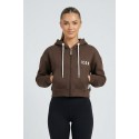 Icon felpa cropped in cotone stretch con cappuccio e stampa logo IDF005 [967a9e3d]
