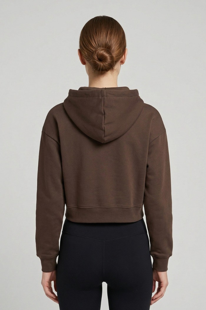 Icon felpa cropped in cotone stretch con cappuccio e stampa logo IDF005 [4f5cdd30]