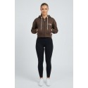 Icon felpa cropped in cotone stretch con cappuccio e stampa logo IDF005 [f8411c34]