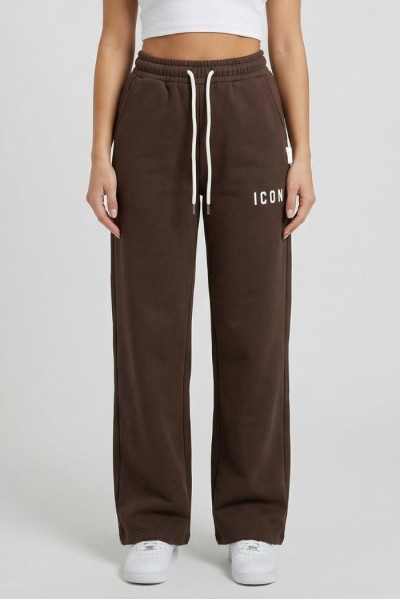 Icon pantapalazzo in cotone stretch con mini stampa logo IDP002 — 805219040079006_1
