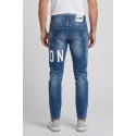 Icon jeans slim fit in denim con logo fronte/retro Rhide Island IUD009 [b12ec722]