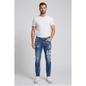 Icon jeans slim fit in denim con logo fronte/retro Rhide Island IUD009 [06330626]