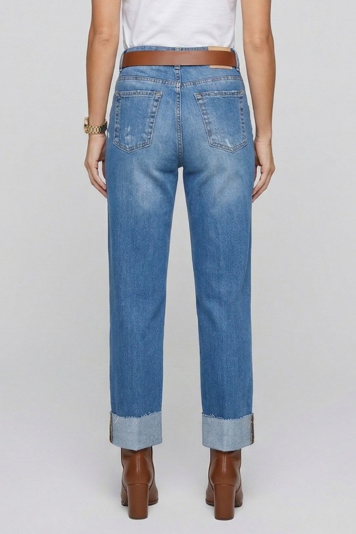 Maidoma jeans in denim di cotone stretch con risvolto pe26f337/ma8152 [de6b0458]